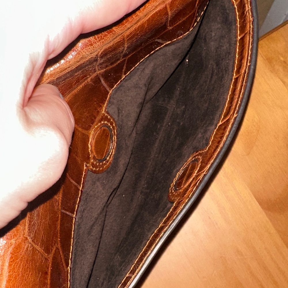 Staud Croc-Embossed Brown Shoulder Bag - Picture 4 of 9